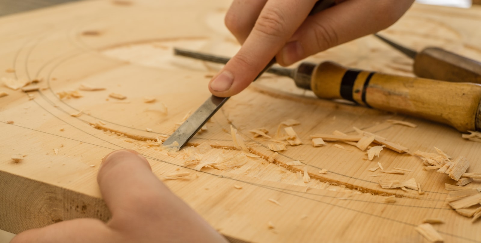 Carpenter working in a small workshop
